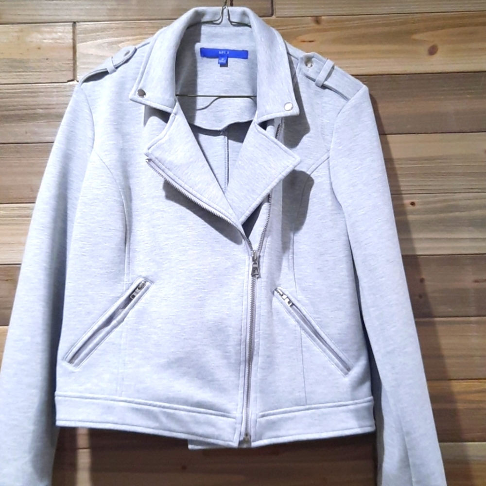 🌻Apt. 9 Motorcycle Jacket • Light Gray Like New